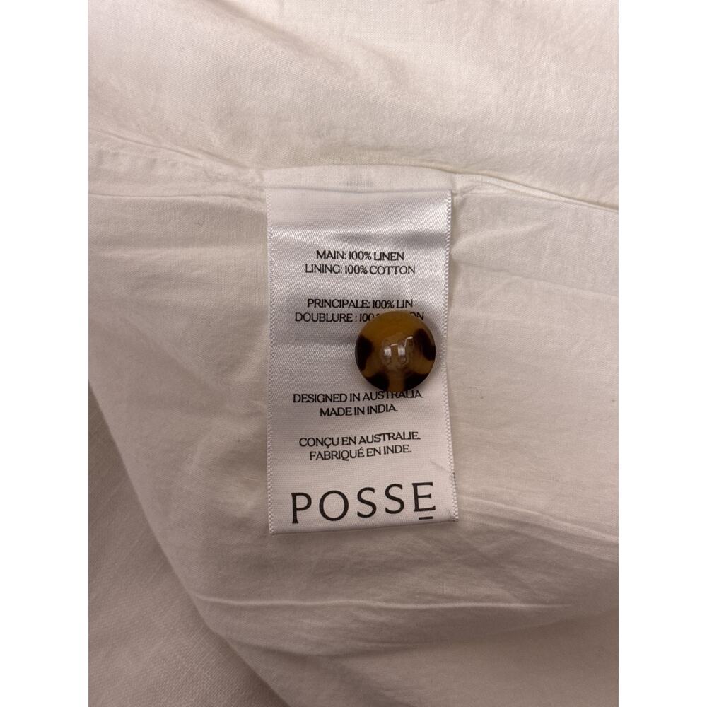 New Posse Maxi Skirt Small Womens Gigi Linen Column Button Front Ivory - Picture 7 of 7